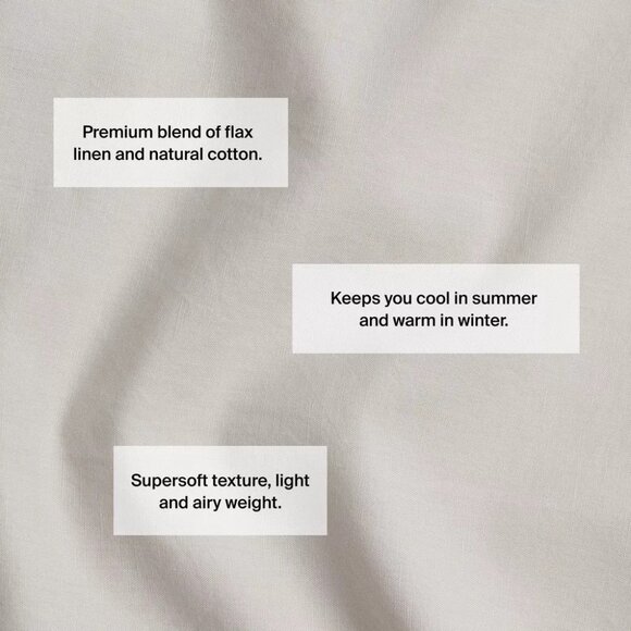 Parachute for Target Parchment Beige Queen Size Relaxed Linen 3 Piece Duvet Set - Picture 3 of 6